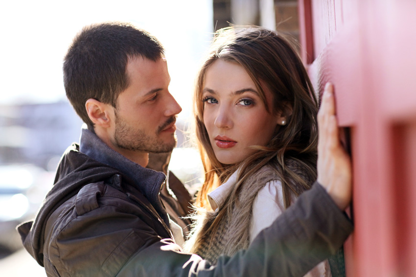 Close up shot of a couple
