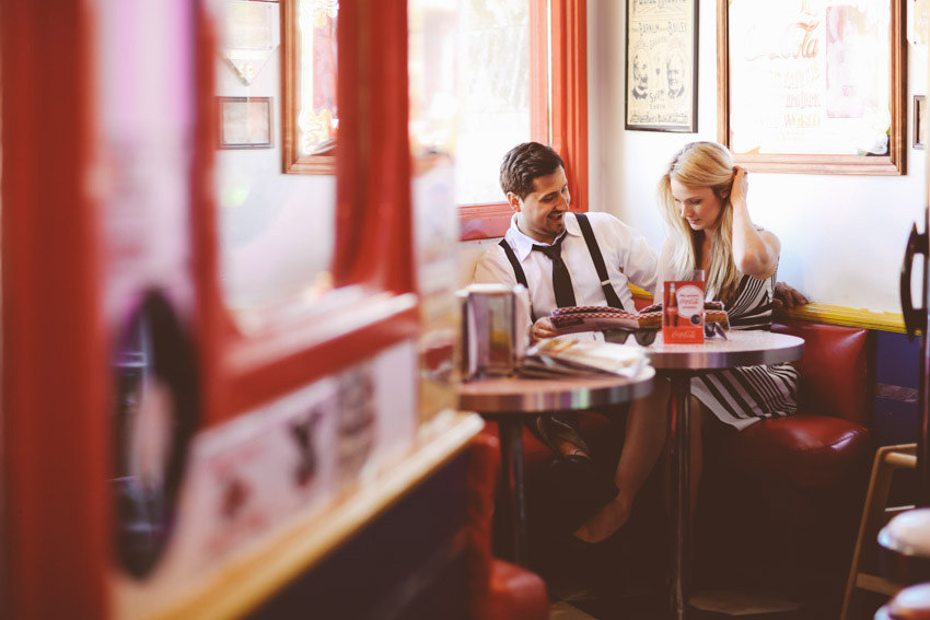 sweet couple having lunch at their photo shoot
