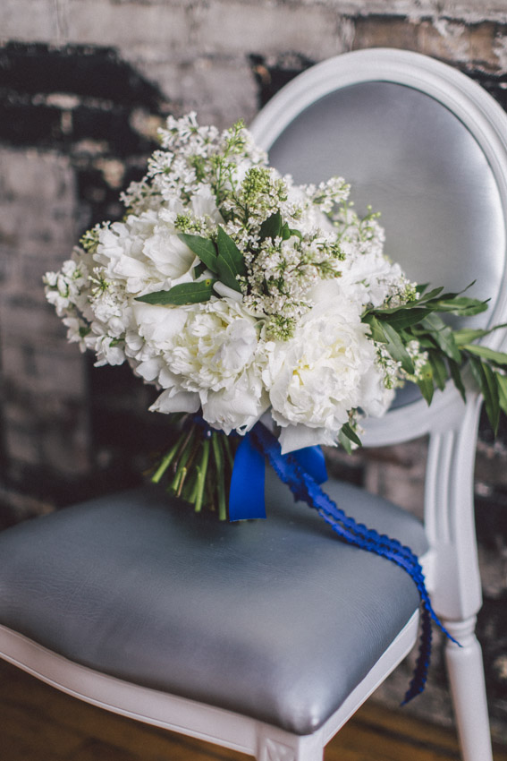 Bridal Bouquet with blue ribbon