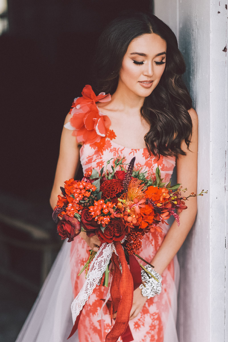 styled shoot bride holding the bouquet