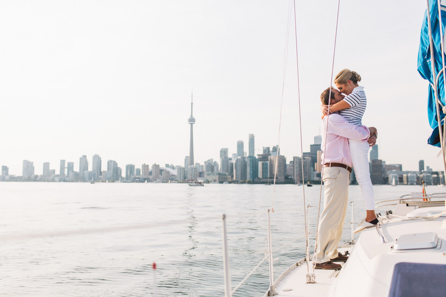 engagement photo on a yacht