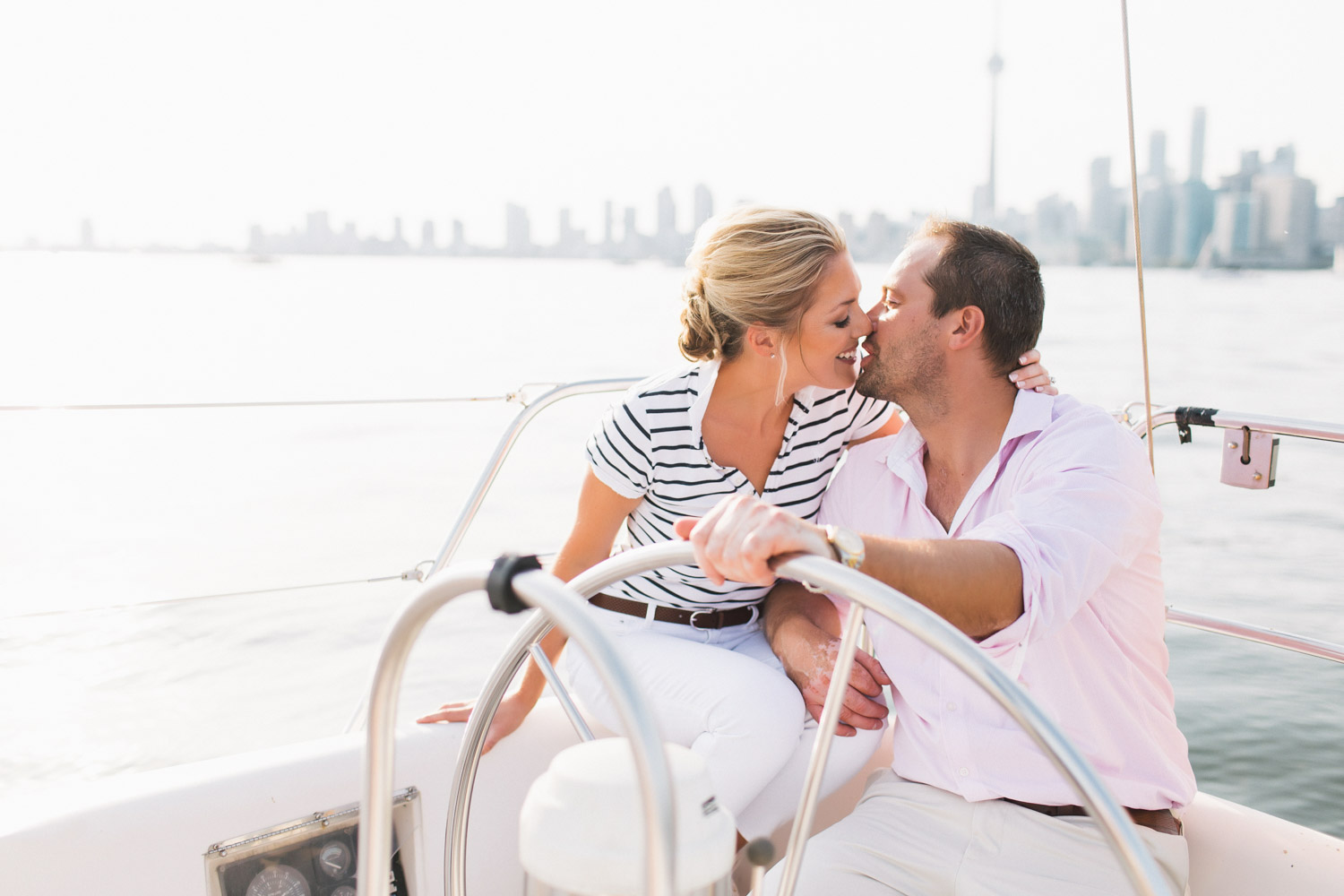 engagement photo on a yacht