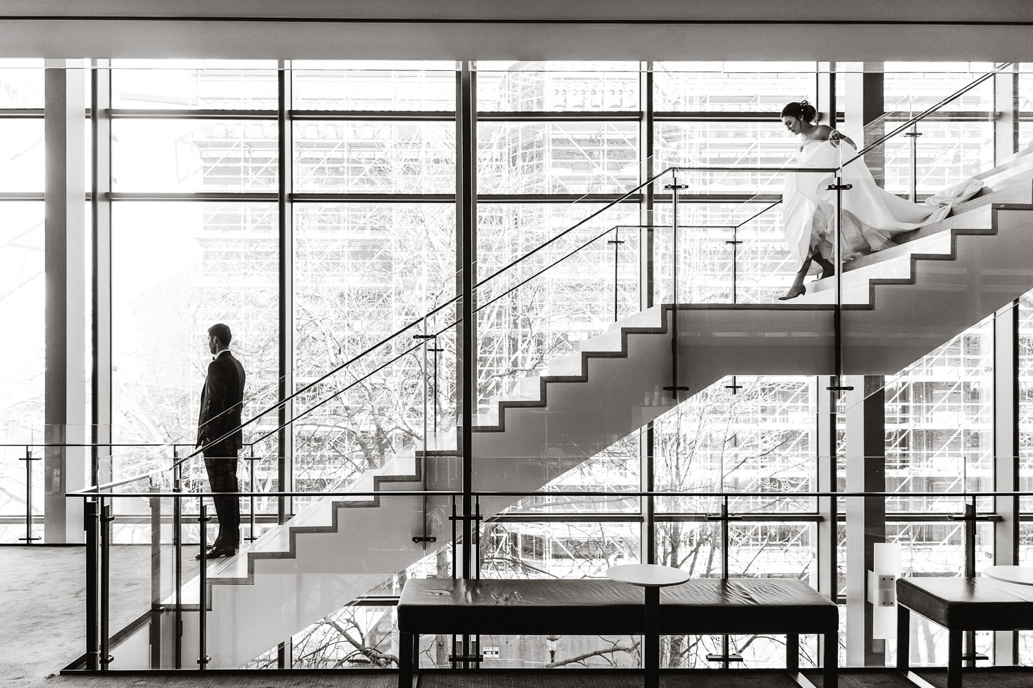 bride and groom first look