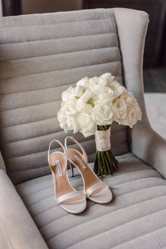 bride shoe and flower details