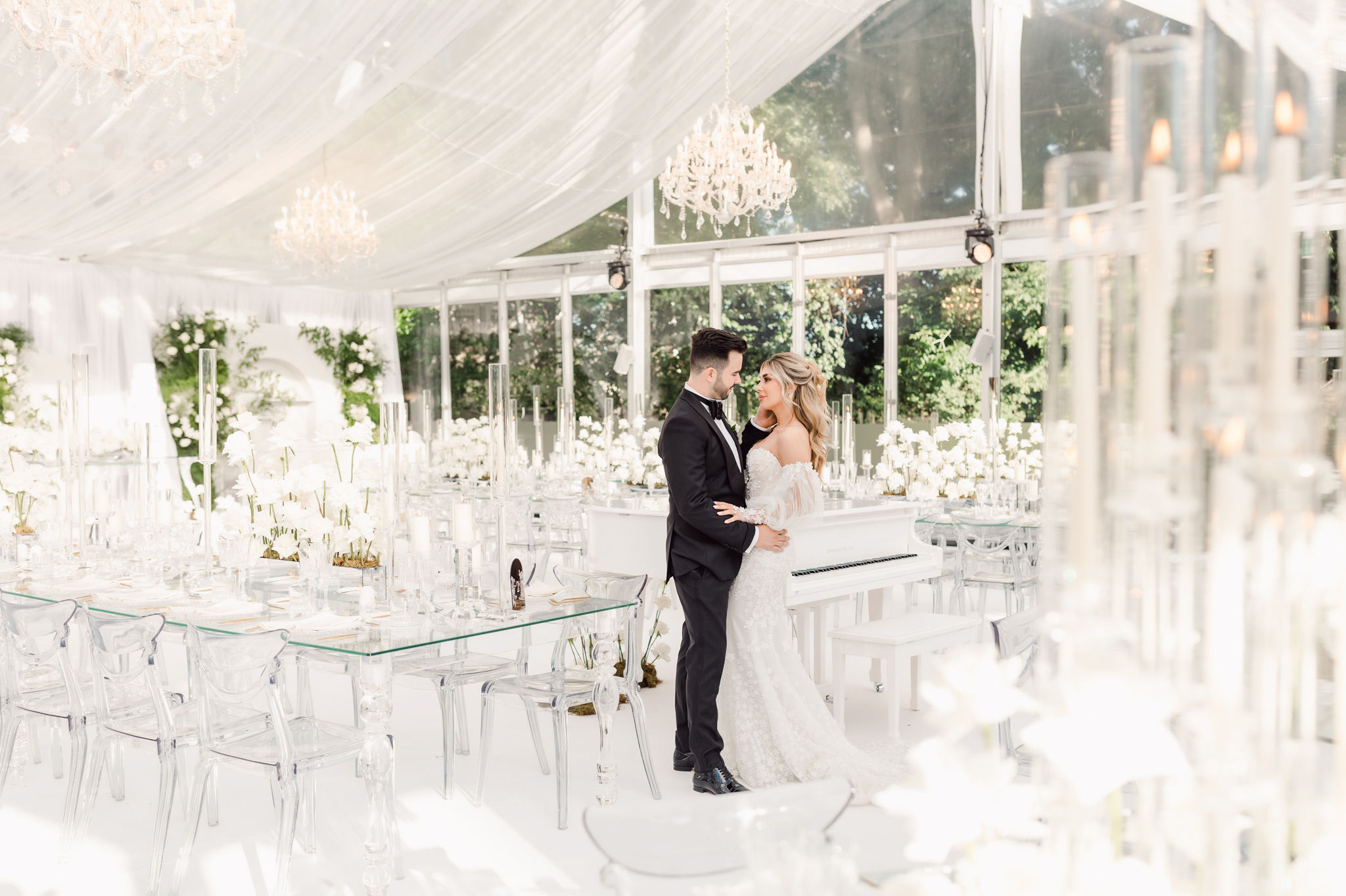 A Garden of 3000 White Roses at this Casa Loma Wedding
